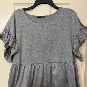 Gray Ruffle Sleeve Top